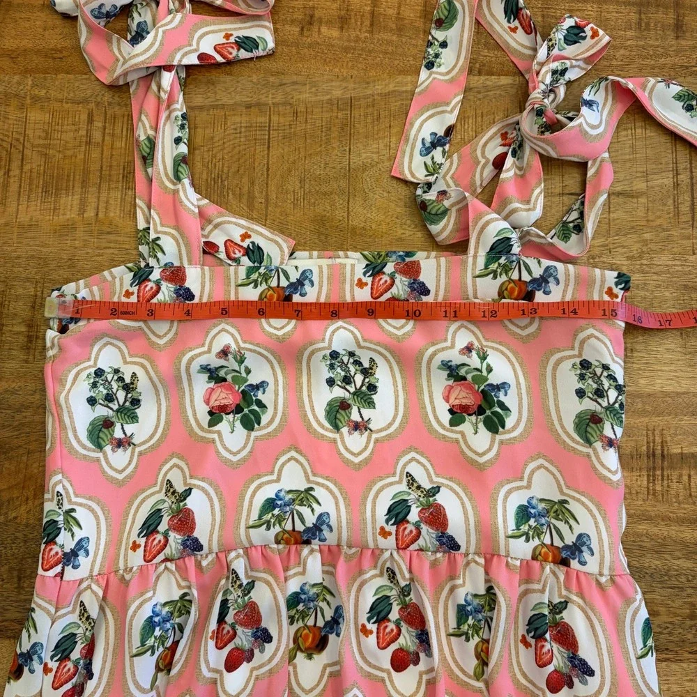 Smith & Quinn Sage Midi Dress S Fruit Patch Strawberry Print Butterfly Pink NWT - Picture 11 of 14